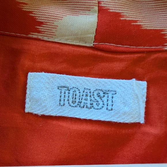 Dark Orange and Cream Geometric Kimono Style Wrap Top - Picture 2 of 5